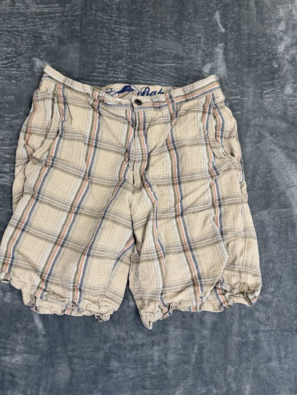 Tommy Bahama Mens Plaid Linen & Silk Blend Casual Shorts Size 30 Beige